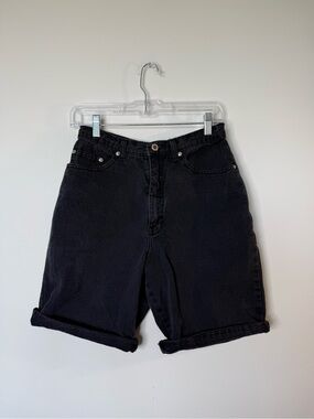 Forenza Vintage 1990s Black Denim Bermuda Shorts | Long Jean Shorts